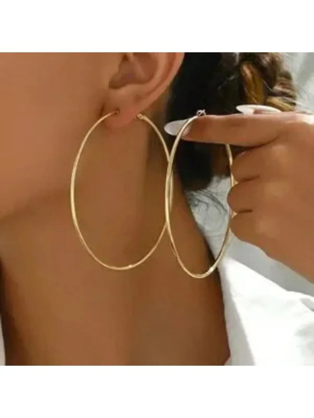 Gold Tone Large Hoop Earrings Statement Hoops